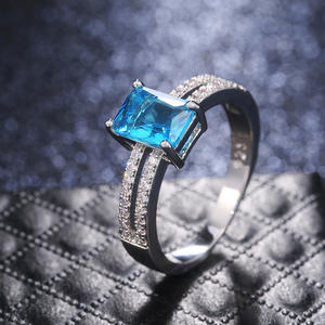 Anillo de compromiso de topacio natural con corte esmeralda para mujer F182, engaste de púas, anillos de moda geométricos - Product Image 4