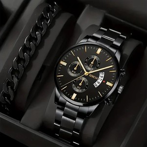 Set de Regalo de 2 Relojes de Cuarzo <span class=keywords><strong>para</strong></span> Hombre con Brazalete de Acero Inoxidable, <span class=keywords><strong>para</strong></span> el Día del Padre, Graduación, Jubilación, <span class=keywords><strong>para</strong></span> Papá - Product Image 2