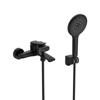 Robinet de baignoire mural noir mat mitigeur de bain-douche