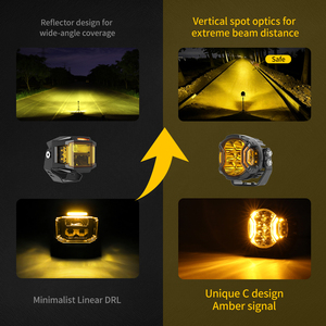 Superheldere 3 inch 50W Side Shooter DRL witte amber LED werk- en mistlampen voor 4x4 offroad truck SUV ATV motorfiets - Product Image 4