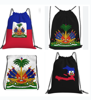 Sac à cordon de haute qualité avec drapeau d'Haïti, sacs de sport patriotiques pour la gym, le yoga, la danse, la randonnée et les voyages pour hommes et femmes