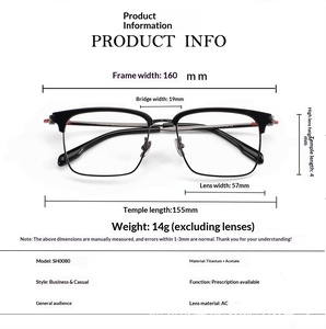 Monture <span class=keywords><strong>de</strong></span> lunettes pour hommes 0080, <span class=keywords><strong>grande</strong></span> <span class=keywords><strong>taille</strong></span> 160 mm, carrée, à monture complète, en titane pur, vente en gros <span class=keywords><strong>de</strong></span> montures <span class=keywords><strong>de</strong></span> lunettes - Product Image 3