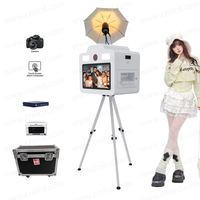 Máquina de impresora de cabina de fotos DSLR con pantalla táctil de 21,5 pulgadas con trípode y caja Cámara opcional para suministros de fiesta