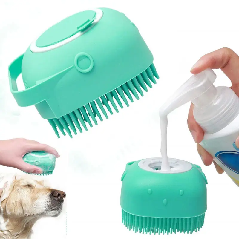 Wholesale Dog Shower Brush Silicone Cat Shampoo Dispenser Brush Dog Grooming Massage Brush