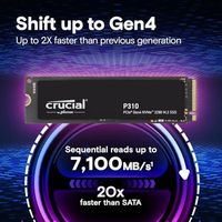 Crucial P310 1TB SSD Internal PCIe Gen4 NVMe M.2 2280 7100MB/s Cangkang Paduan Aluminium Laptop Desktop SATA 3.0
