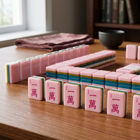 Juego de Fichas de Mahjong Americanas Rosas, 4 Capas, de Resina Acrílica, para 4 Jugadores