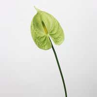 Bunga Anthurium Hijau Artificial PU Real Touch Tangkai Tunggal Bunga Flamingo Palsu untuk Dekorasi Rangkaian Bunga Pernikahan dan Rumah