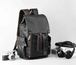 Новый стильный мужской рюкзак из натуральной искусственной кожи, мужская кожаная черная Дорожная сумка