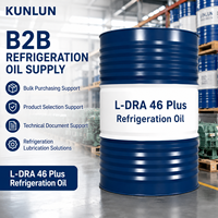 Huile de compresseur frigorifique KUNLUN L-DRA 46 Plus ISO VG 46 170 kg pour systèmes de refroidissement à l'ammoniac R717 et R12