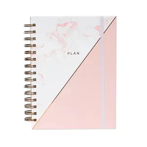 Amostra grátis 2024 Atacado A5 Custom Printing Logo Mensal Diário Semanal Espiral Hardcover Journal Planner