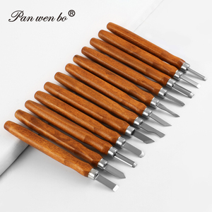 Panwenbo 12ピースカービングナイフセット木工チゼル & ターニングツールアートサプライウッドペッカーツールを含む - Product Image 4