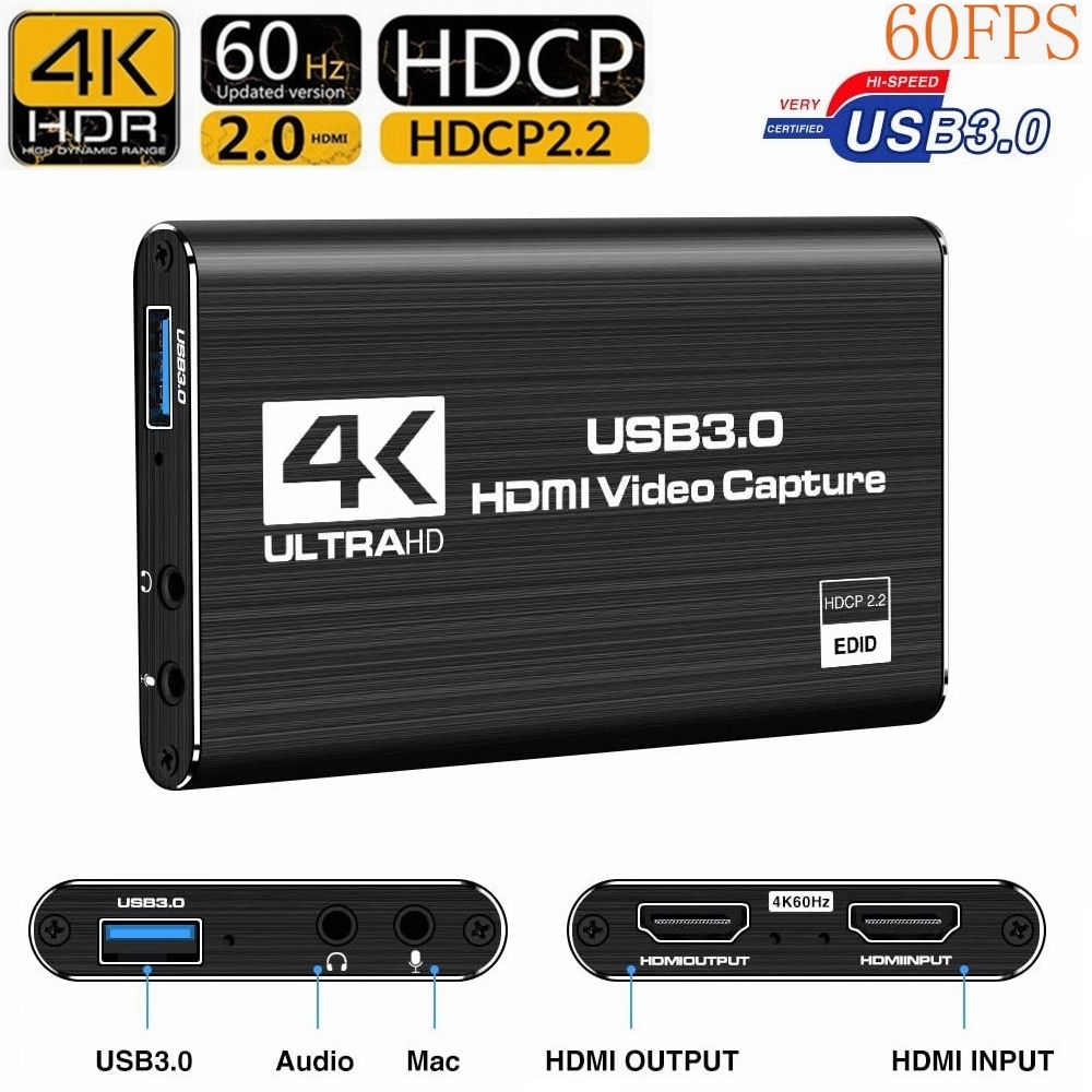 Carte De Capture Vidéo 4K 60FPS - Faible Latence, Streaming Jeu, Conférence, Enregistrement 1080P/4K - 2