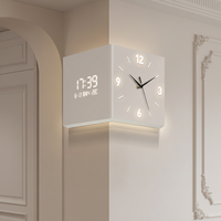 Horloge murale d'angle LED moderne en forme de L, horloge lumineuse, surface texturée 3D, mouvement à quartz silencieux pour le salon, décoration de la maison