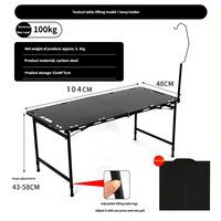 Table de camping pliante en acier au carbone robuste avec 4 vérins hydrauliques, hauteur réglable et support pour lampe