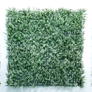 Enredadera de plástico artificial, hierba de musgo de seto de boj, paneles verticales de plantas de interior, sistema de pared verde de hojas para decoración de plantas