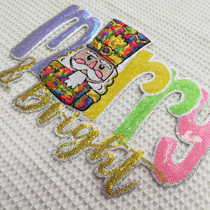 2025 Mới Tùy Chỉnh Cá Nhân Vui Vẻ Giáng Sinh Long Lanh Lớn Đầy Màu Sắc Sequin Thêu Thư Sắt Trên Các Bản Vá Lỗi Cho Quần Áo - Product Image 4