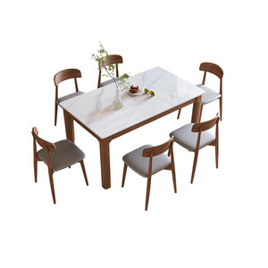 Juego de mesa y sillas de comedor de madera maciza de 1.2 m, estilo moderno minimalista, de roble ligero de lujo, cuadrado, de 6 piezas. - Product Image 5