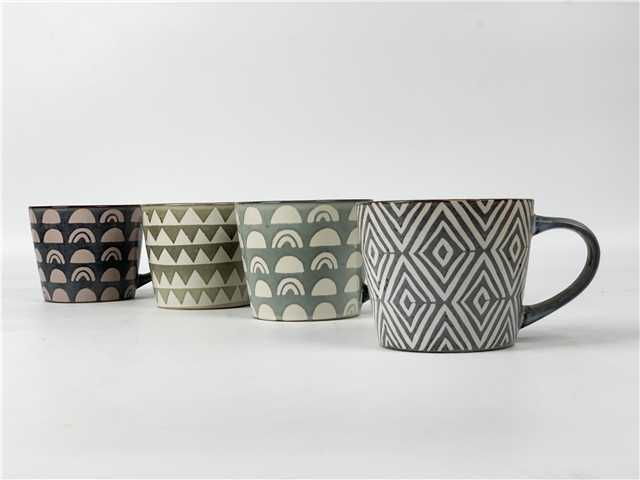 wholesale 16oz Big Reactive Glazed ceramic coffee  mug with silkscreen pattern, tea cup,  Best price custom mugs