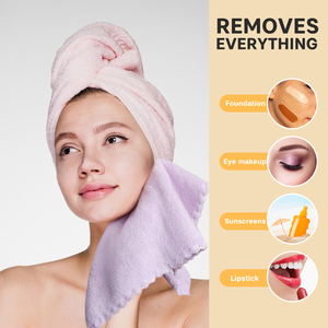 Hot bán tùy chỉnh thiết kế sâu sắc khuôn mặt làm sạch sợi nhỏ Facial vải tái sử dụng trang điểm Remover vải - Product Image 6