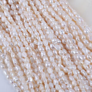 Perlas de Agua Dulce Naturales de Forma Barroca de 5-6 mm, Blancas, con Doble Cara Brillante, Orificio Recto, Semi-Acabadas, al por Mayor - Product Image 1