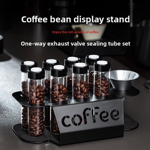 Présentoir de rangement transparent pour grains de <span class=keywords><strong>café</strong></span> réutilisables, design moderne, multi-usages, avec valve d'échappement unidirectionnelle et réservoir hermétique - Product Image 2