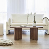 Phoenix Nordischer Stil Weißer Umweltfreundlicher Couchtisch Modernes Design Oval Wohnzimmer Flach Verpackt Holzplatte Metallrahmen 1 Jahr