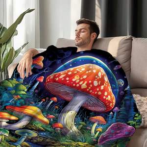Легкое мягкое покрывало с принтом грибов, хиппи, домашний декор для комнаты, подарок для женщин и мужчин, использование постельного белья - Product Image 5
