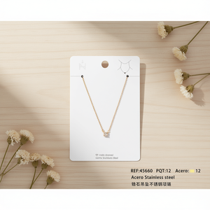 Collana con Zirconi, Ciondolo in Acciaio Inossidabile con Zirconia Cubica, Gioiello con Catena Fine - Product Image 3