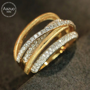 แหวนเพชรแท้ทองคำแท้ 18K สำหรับผู้หญิง แบรนด์ Aazuo ทรงกลมเจียระไนแบบบริลเลียนท์ แหวนแต่งงานสุดหรู เพชรธรรมชาติสี H - Product Image 1