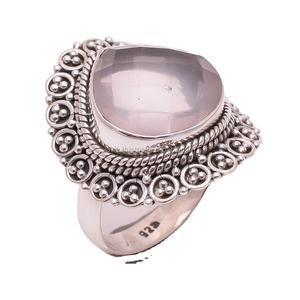 925 Solid Silver Gemstone <b>Ring</b> Natural Rose <b>Quartz</b> Antique Jewelry with Bezel Setting Fine Jewelry Supplier - Product Image 1