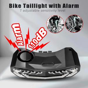 Feu arrière de vélo intelligent sans fil à LED rechargeable par USB 2200 mAh, étanche IP54, avec capteur de vibration et clignotant de frein en ABS - Product Image 4