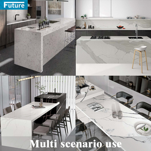 Losa de cuarzo de vena gris de mármol blanco de Calacatta moderna, encimera de cocina de piedra artificial grande, mesa de comedor de pared, encimera de piedra de ingeniero - Product Image 2