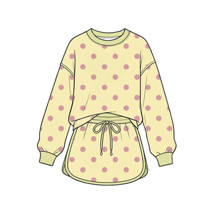 Ensembles personnalisables 2 pièces pour petites filles : haut à manches longues et jupe à pois – Tenues décontractées printemps-automne - Product Image 4