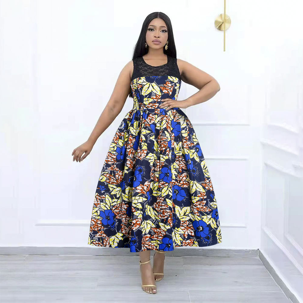 H D Dashiki Print Wax Dress for Summer Ankara Clothes Fashion Design  African Dresses for Ladies