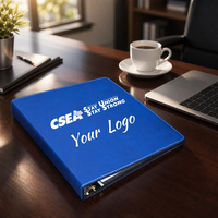 Porte-documents en similicuir PU de qualité supérieure avec logo personnalisé gravable au laser, classeur à 3 anneaux en D pour bureau professionnel