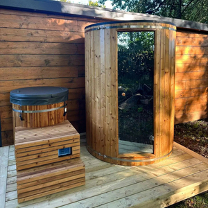 Nhà Máy Bán Truyền Thống 1-2 Người Ngoài Trời Thùng Tắm Hơi Spa Nhà Gỗ Thông Phòng Với Bếp Lò Sưởi Điện - Product Image 1