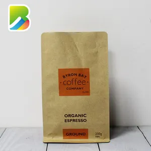 Tas Besar Termurah Kertas Kraft Coklat untuk Bar 16Oz Matte Putih dengan Katup Satu Arah Tas Kopi Cetak Kustom Biji Hitam