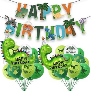 Ballon en feuille d'aluminium Dinosaure Vert Mignon Joyeux Anniversaire, Ballon en Mylar Métallique pour Décoration de Fête Dinosaure pour Enfants - Product Image 5