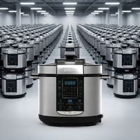 Cuisinière électrique à pression multifonctionnelle 6L sans flamme, avec coque extérieure en acier inoxydable et cuve intérieure en aluminium, fabriquée en usine OEM