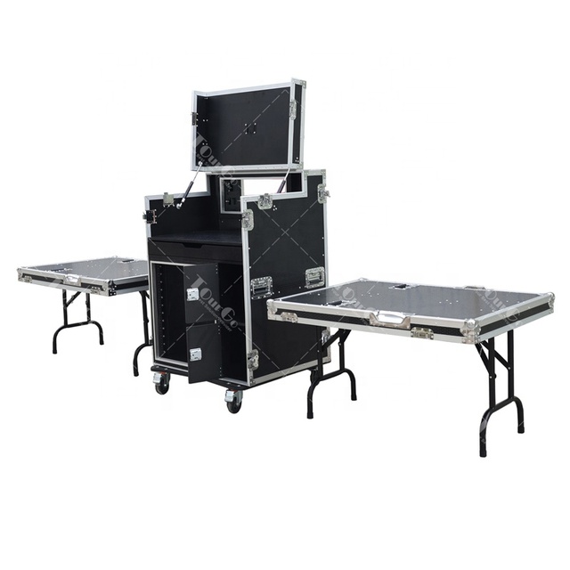 Mobile AV Broadcasting Streaming Recording Studio Workstation Case with Double Side Table