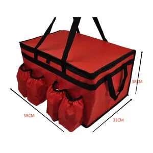 Hot Sell Reusable Red Insulated Cooler Bags Custom Size Lunch Cooler Bag Large-capacity Leakproof With Side Pockets