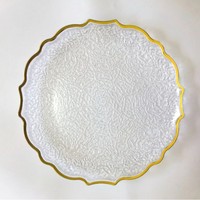 Assiette de Présentation en Plastique Alimentaire 13 Pouces, Dorée à Chaud, Électroplaquée, pour Mariage, Hôtel, Style Moderne Minimaliste, Transparente