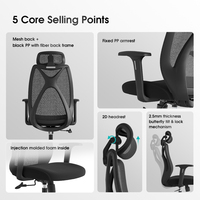 Chaise de bureau ergonomique pivotante en maille, nouveau design moderne et confortable, avec appui-tête réglable, certifiée BIFMA, vente en gros