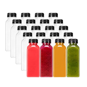 Clear Empty Food Grade PET Plastic Water Drinking Bottles 350ml 500ml Square Juice Beverage Smoothie Bottles