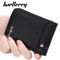 Baellerry dompet ramping untuk pria, dompet uang vertikal banyak slot kartu kulit PU buram