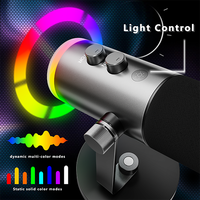 Microphone à condensateur cardioïde dynamique RGB avec support USB XLR en alliage d'aluminium pour studio d'enregistrement, type C, filaire, en métal