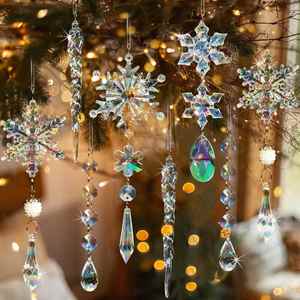 <b>Christmas</b> <b>Tree</b> Hanging Decorations Acrylic Snowflakes Icicle Drop Ornaments Xmas Winter Holiday Party Pendant Decor - Product Image 1