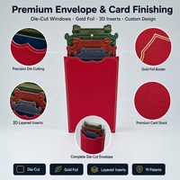 Enveloppe personnalisée de luxe découpée sur mesure avec insert 3D, carte de vœux haut de gamme, estampage à chaud or, style papier artistique, impression d'enveloppes personnalisées