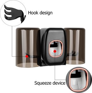 Automatic Toothpaste Dispenser Toothbrush Holder Set Two-Piece Eco-Friendly ABS White Bathroom Wall-Mounted Organizer Cup Set - Product Image 3