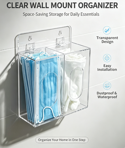 Dispensador de Acrílico con Instalación Autoadhesiva para Mascarillas Desechables, Redes para el Cabello y Guantes - Organizador Ecológico de EPP - Product Image 4
